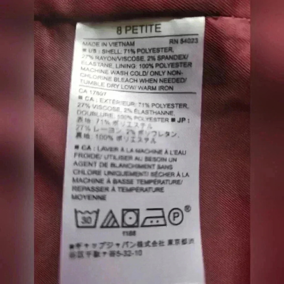 NWT  Banana Republic Burgundy Business Jacket Size 8 Petite - Picture 5 of 8